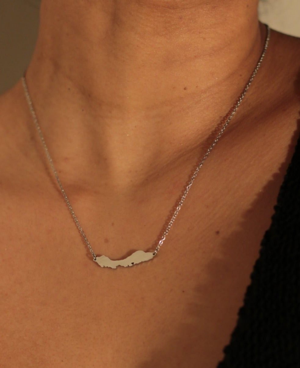 Silver-tone OG Curaçao island silhouette necklace