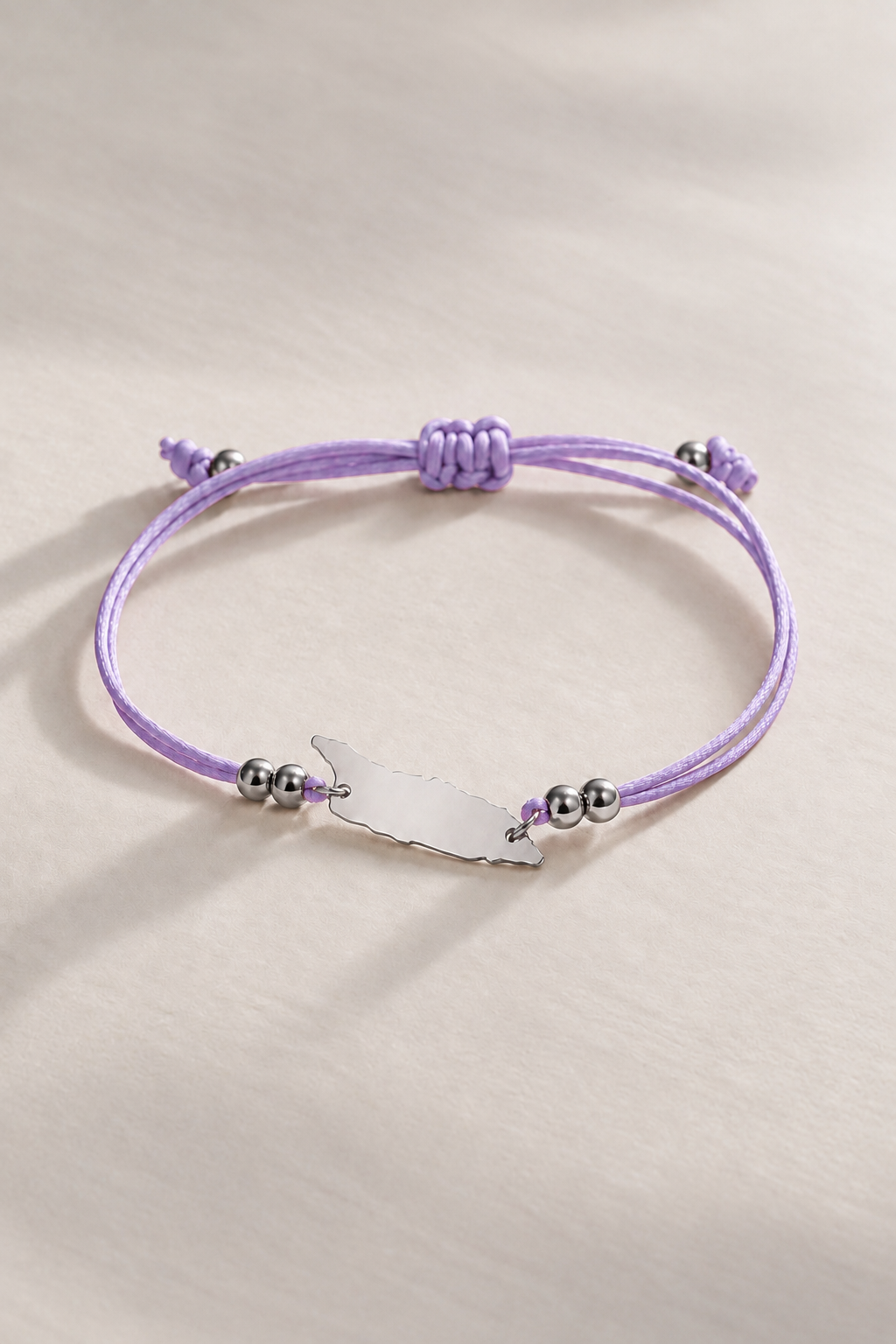 Lilac Aruba cord bracelet with silver-tone details