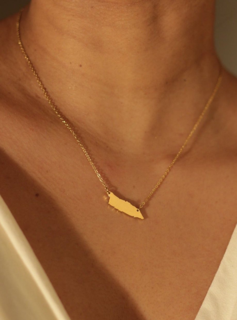 Gold-tone OG Aruba island silhouette necklace by Concept Statement