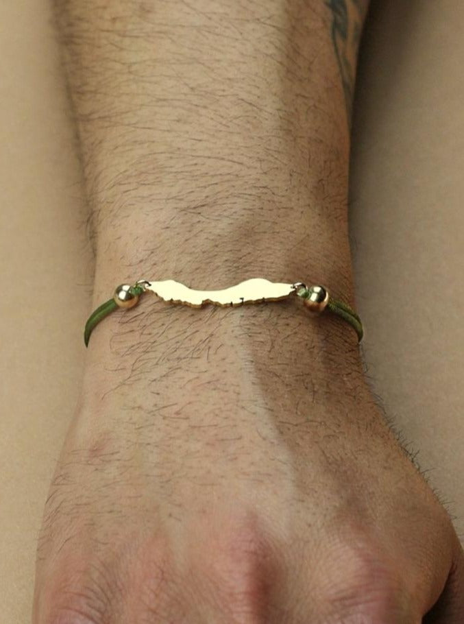 Olive green men's Curaçao island cord bracelet