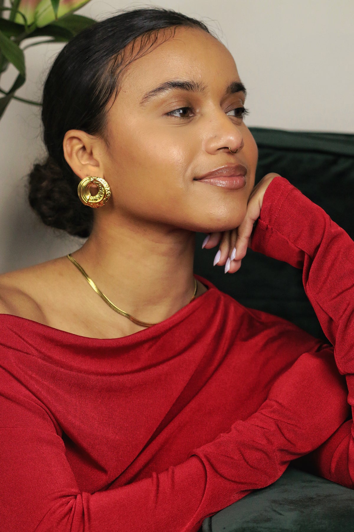 Galaxy carved textured circular earrings by Concept Statement