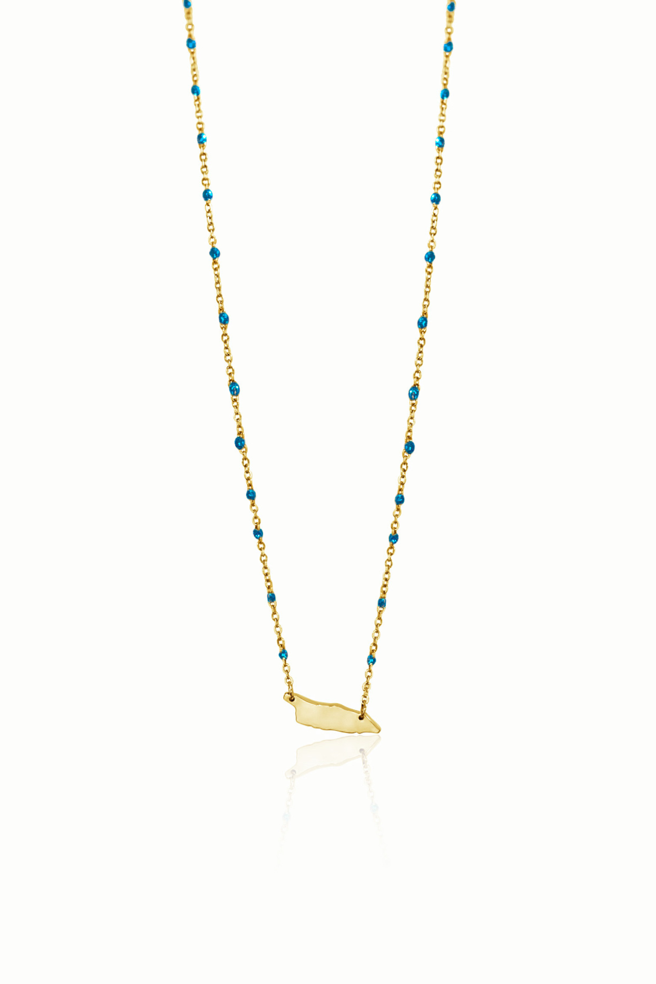 Aruba map necklace, blue laman