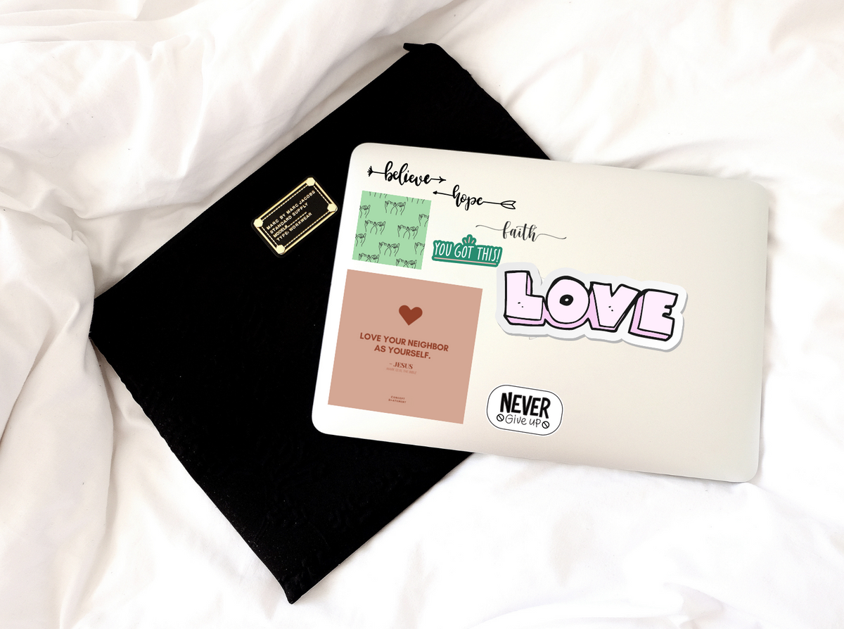 Laptop Sticker Jesus,  Love Your Neighbor as yourself. 