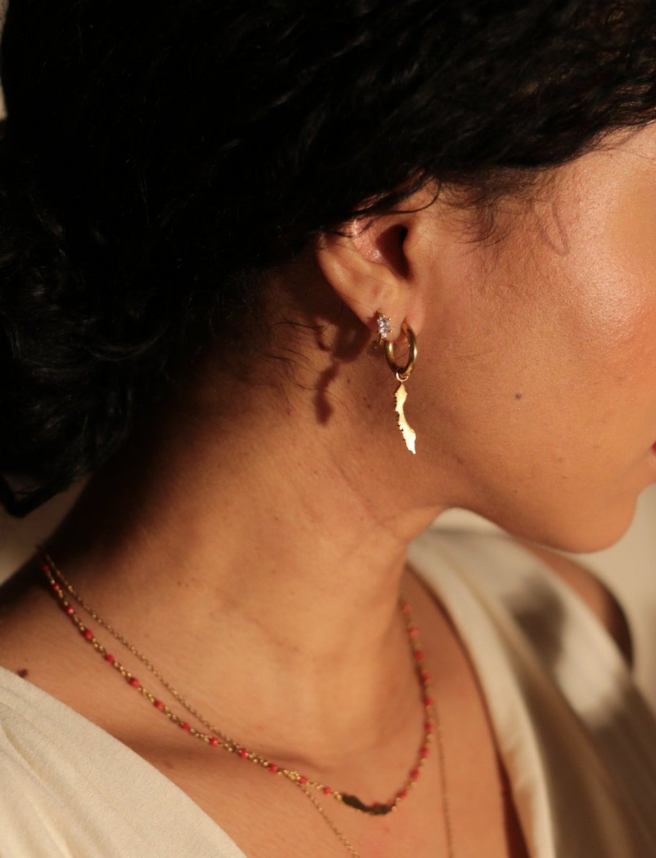 Gold PVD Curaçao island earrings with huggie hoop design