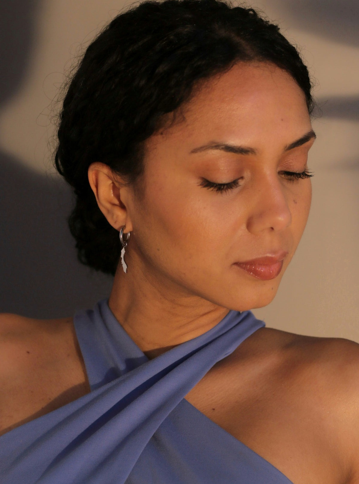 Silver-tone Curaçao dangle huggie hoop earrings by Concept Statement