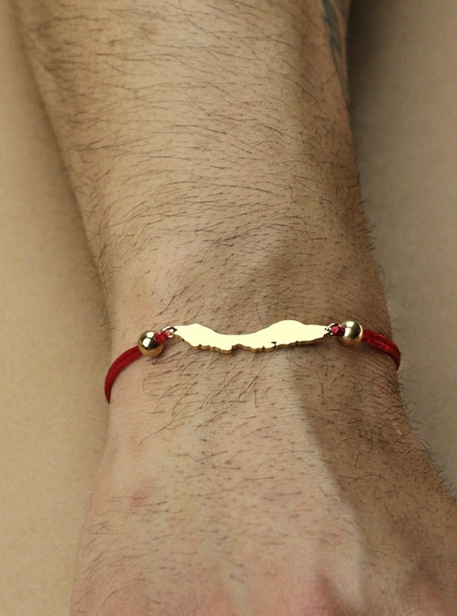 Deep red Curaçao island cord bracelet for men