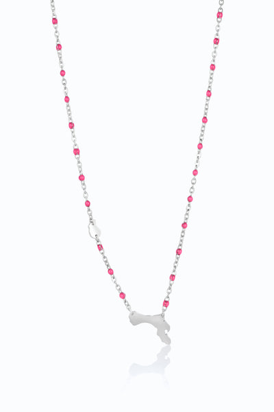 Silver Bonaire Necklace with pink details by Concept Statement