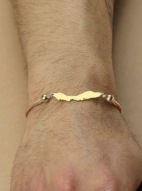 Men's Curaçao island cord bracelet on sand-coloured cord